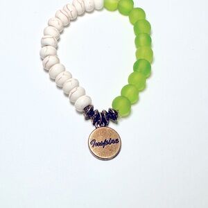 Inspire Green and White Beaded Bracelet